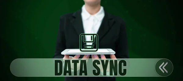 Tekst Bijschrift Presenteren Data Sync Business Idee Gegevens Die Continu — Stockfoto