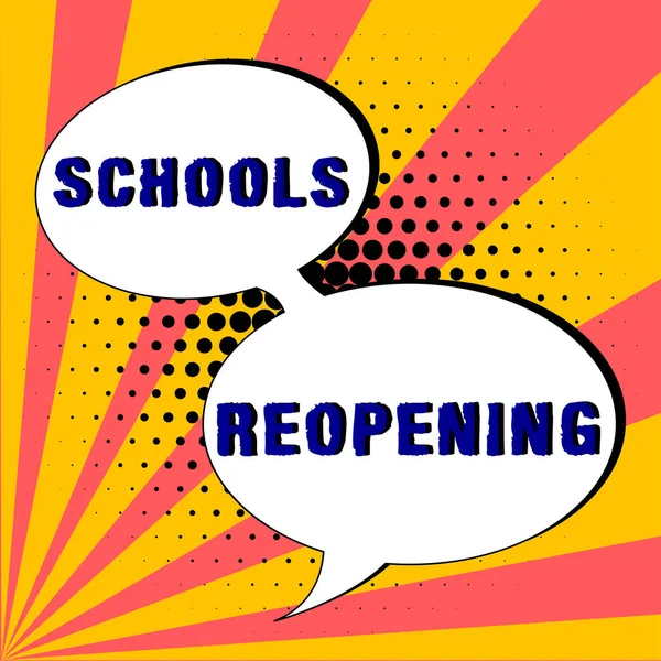 Inspiration Showing Sign Schools Reopening Business Approach Classes Time Being — Stock Photo, Image
