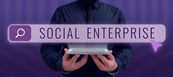 Szöveg Felirat Bemutatása Social Enterprise Word Business Amely Pénzt Szociálisan — Stock Fotó