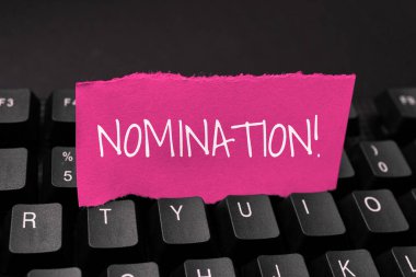 Adaylığı, Kavram 'ı gösteren metin işareti Resmi Adayın Ödül için Seçilmesi anlamına geliyor