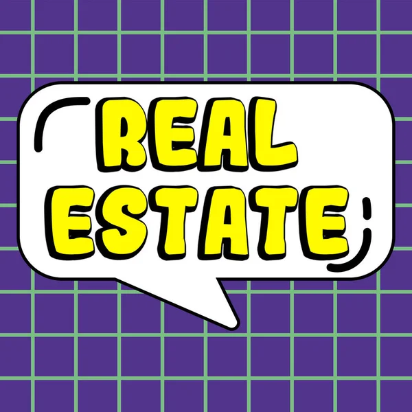 Handschrift Real Estate Woord Voor Het Pand Bestaande Uit Grond — Stockfoto