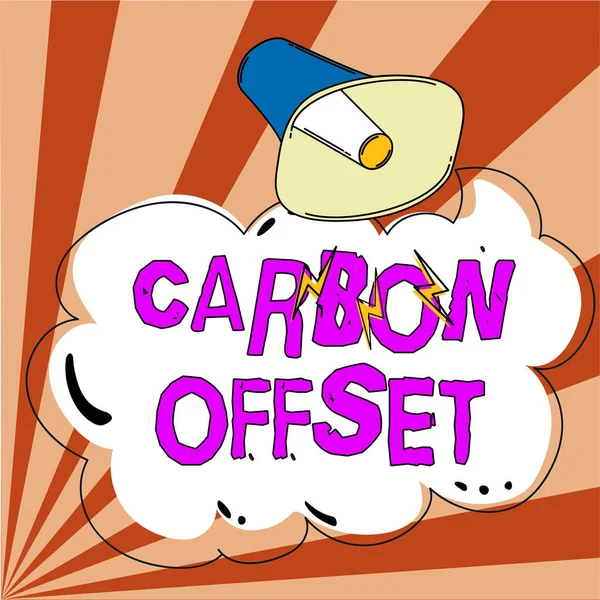 显示碳抵消迹象的灵感 关于减少二氧化碳或其他气体排放的文字 — 图库照片