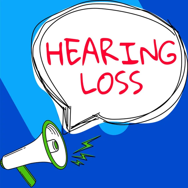 显示灵感的文字听力损失 业务概述是部分或完全听不到正常的声音 — 图库照片