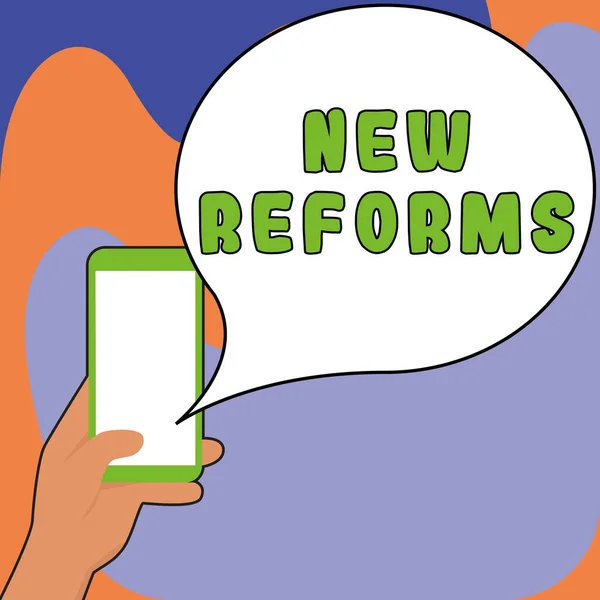 Psaní Textu Nové Reformy Obchodní Přehlídka Pro Změnu Nebo Zlepšení — Stock fotografie