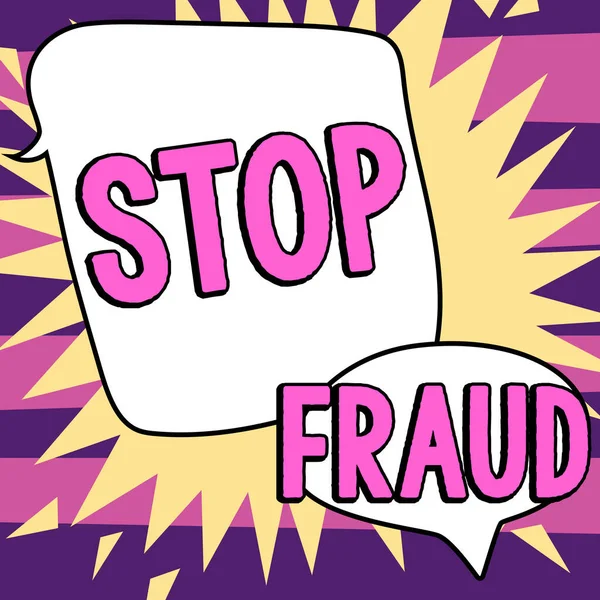 Inspiration Zeigt Zeichen Stop Fraud Business Schaufenster Kampagne Rät Menschen — Stockfoto