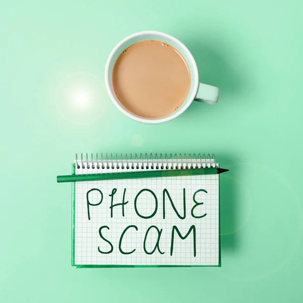 Handschrift Telefoon Scam Concept Betekent Het Krijgen Van Ongewenste Oproepen — Stockfoto