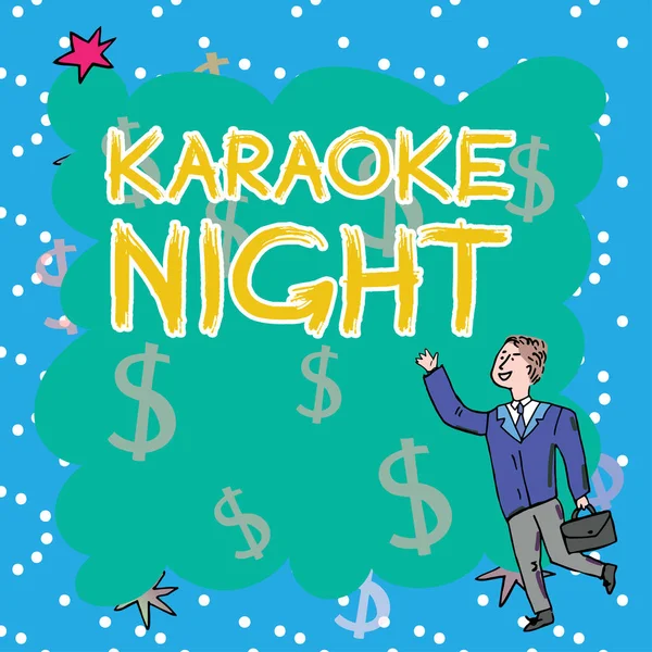 Rukopisný Text Karaoke Night Konceptuální Foto Zábava Zpívání Podél Instrumentální — Stock fotografie