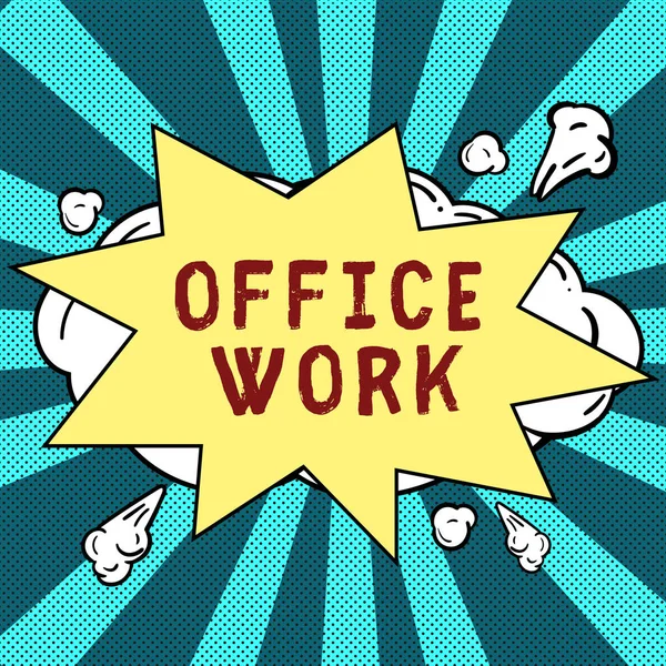 Znak Tekstowy Pokazujący Pracę Biurową Biznes Prezentuje Wszelkie Prace Biurowe — Zdjęcie stockowe