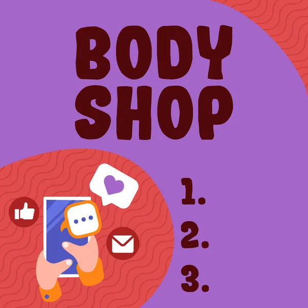 Señal Texto Que Muestra Body Shop Concepto Negocio Una Tienda — Foto de Stock