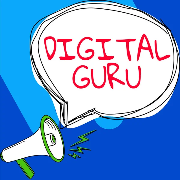 Text Showing Inspiration Digital Guru Internet Concept Teacher Intellectual Guide — Stock Photo, Image