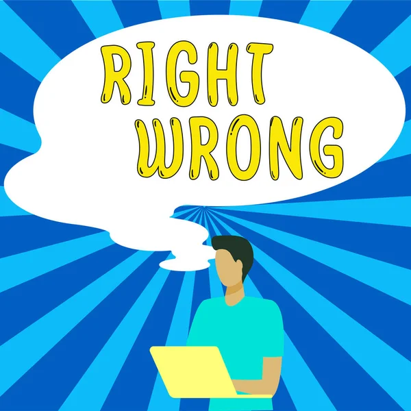 Text Sign Showing Right Wrong Business Overview Choose Two Decisions — 스톡 사진