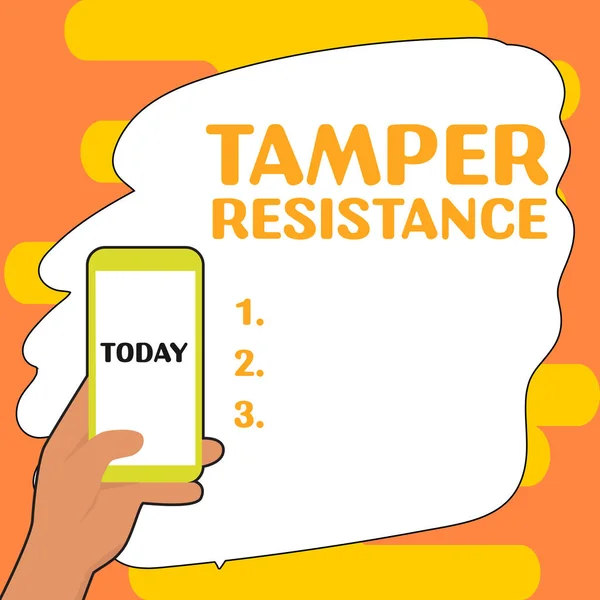 Hand Writing Sign Tamper Resistance Concept Meaning Resilent Physical Harm — Stock Photo, Image