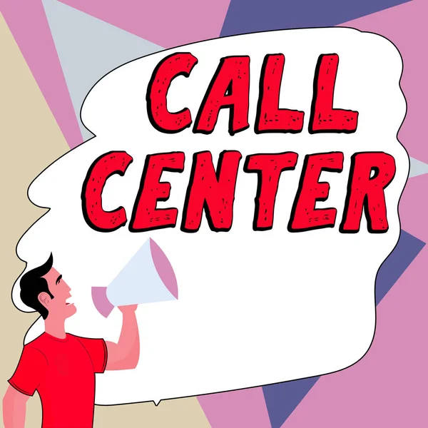 Podpis Tekstowy Przedstawiający Call Center Conceptual Photo Biuro Którym Obsługiwana — Zdjęcie stockowe