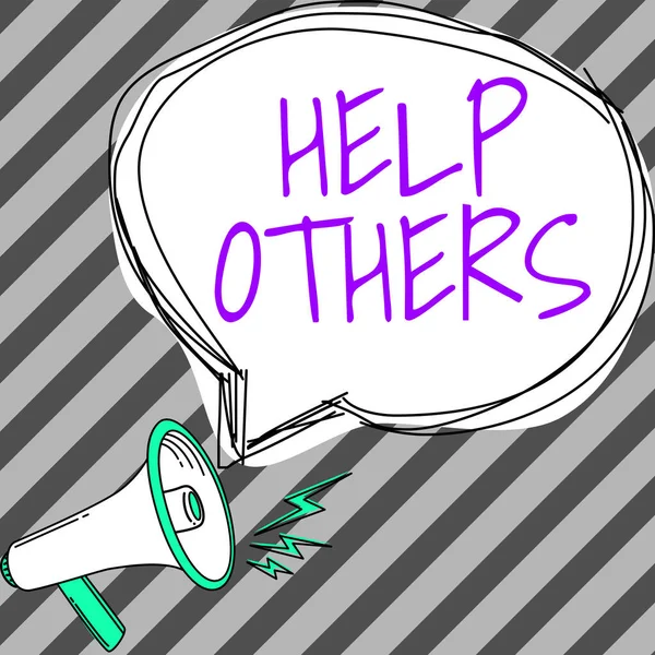 Text caption presenting Help Others, Word for the action of helping someone to do something or assistance