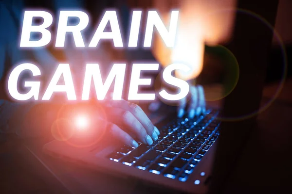 Handskrift Tecken Brain Games Word Skrivet Psykologisk Taktik För Att — Stockfoto