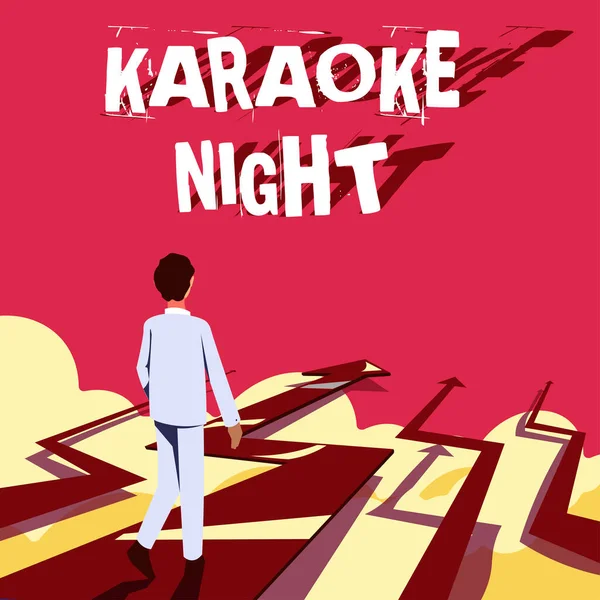 Writing displaying text Karaoke Night, Concept meaning Entertainment singing along instrumental music played by a machine