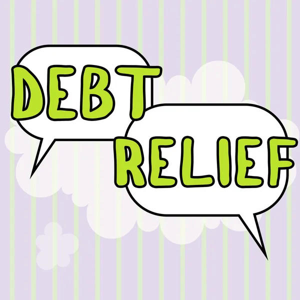 Sign Displaying Debt Relief Business Showcase Partial Total Remission Especially — Stock Photo, Image
