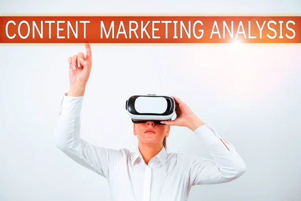 Text caption presenting Content Marketing Analysis, Business concept involves the creation and sharing of online material
