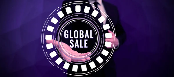 Legenda Texto Apresentando Global Sale Word Managers Operations Companies Business — Fotografia de Stock