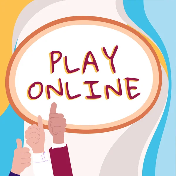 Hand Skrivtecken Spela Online Affärsidé Ett Videospel Spelas Över Någon — Stockfoto