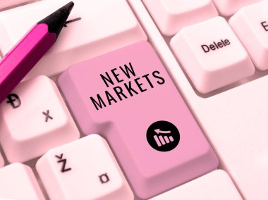 İşaret levhası Yeni Pazarlar, İş Konsepti Farklı ticari stratejiler Diğer alanlara ulaşan insanlar