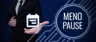 El yazısı işareti Meno Duraklama, kavramsal fotoğraf bir kadının doğurgan olmayı bıraktığı ya da adet gördüğü süreç.