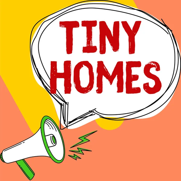 Текст Показывающий Вдохновение Tiny Homes Word Written Houses Contain One — стоковое фото