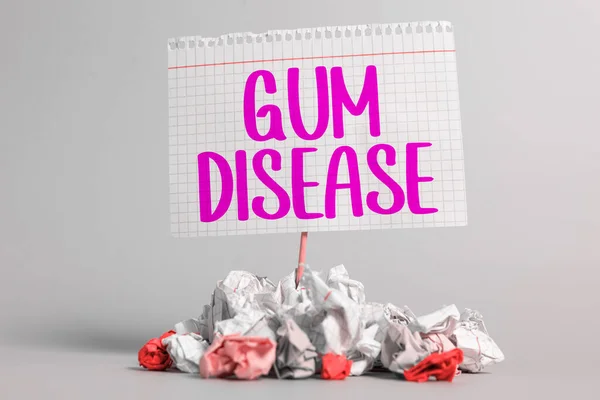 Text caption presenting Gum Disease, Concept meaning Inflammation of the soft tissue Gingivitis Periodontitis