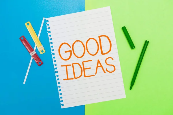Text Sign Showing Good Ideas Business Overview Nice Formulated Thought — Stock Photo, Image