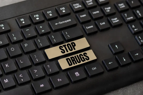 Conceptual Caption Stop Drugs Business Approach Véget Vetett Olyan Anyagoktól — Stock Fotó