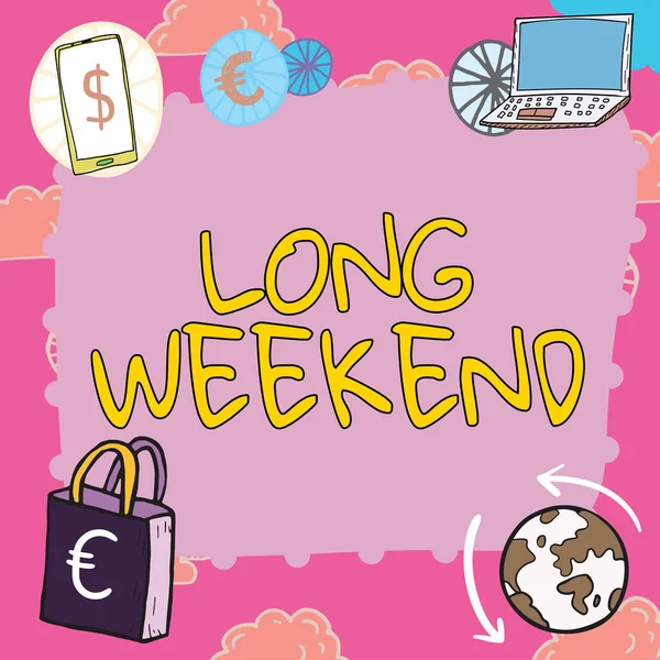 Podpis Tekstowy Prezentujący Długi Weekend Biznes Showcase Przedłużone Wakacje Sezon — Zdjęcie stockowe