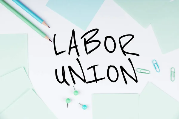 Text Sign Showing Labor Union Word Written Rules Relating Rights — Stock Photo, Image