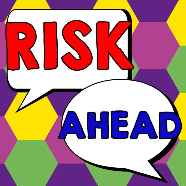 Написание Отображения Текста Риск Впереди Бизнес Идея Вероятность Угроза Повреждения — стоковое фото