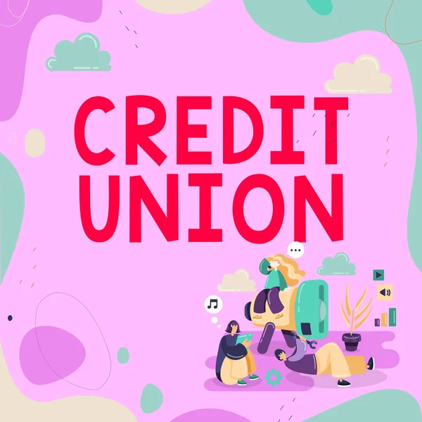 Text Ukazující Inspiraci Credit Union Word Cooperative Association Který Poskytuje — Stock fotografie