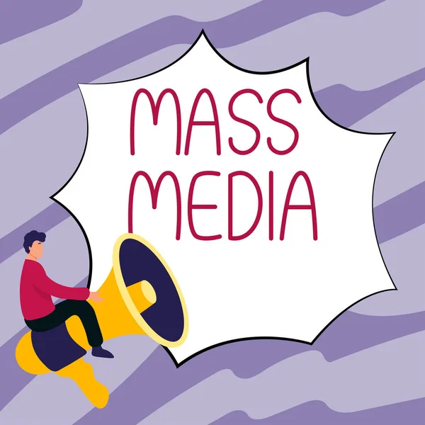 Legenda Texto Apresentando Mass Media Internet Concept Group Pessoas Fazendo — Fotografia de Stock