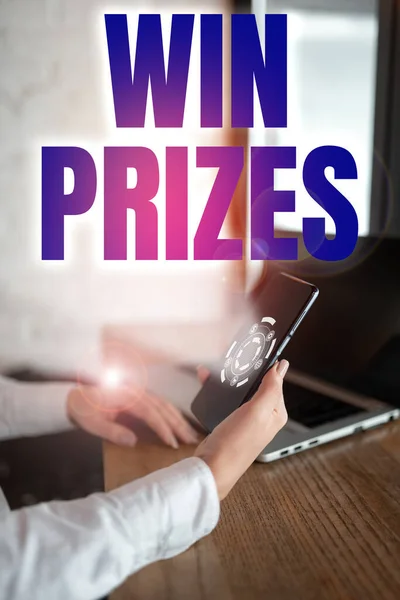 Inspiration showing sign Win Prizes, Internet Concept something given for victory in a contest or competition