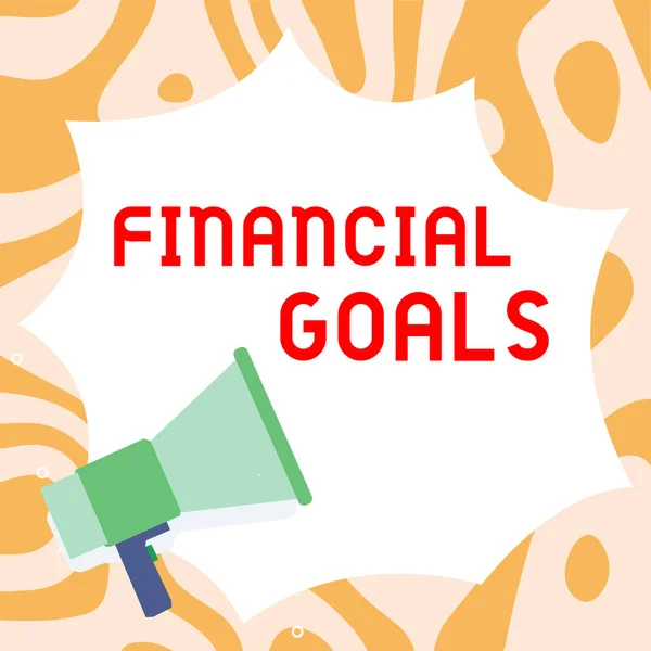 Schreiben Von Textanzeigen Finanzielle Ziele Geschäftskonzepte Ziele Der Regel Durch — Stockfoto