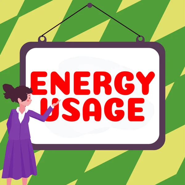Texto Mano Uso Energía Idea Negocio Cantidad Energía Consumida Utilizada — Foto de Stock