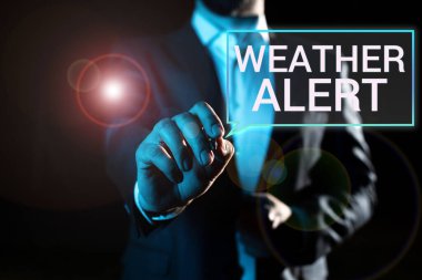 Hava Durumu Alarmı, iş fikrinin atmosferin durumu hakkında bir yer ve zaman uyarısı gösteren tabela