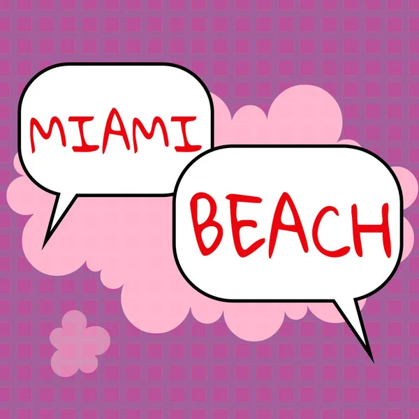 显示迈阿密海滩 互联网概念 佛罗里达迈阿密 戴德县海滨度假城市的文字标志 — 图库照片