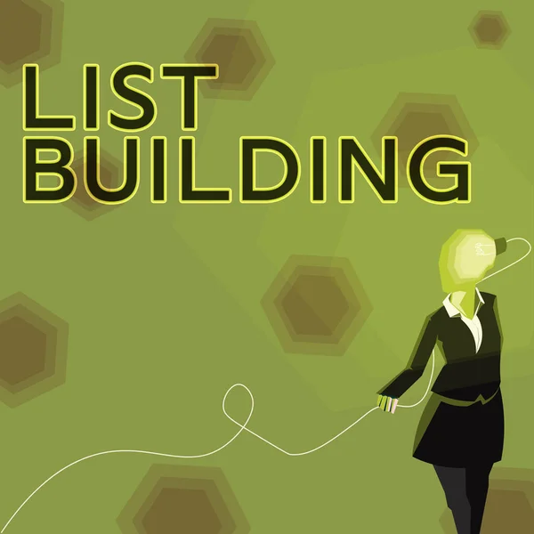 Legenda Texto Apresentando List Building Conceptual Photo Database People You — Fotografia de Stock