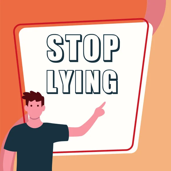 Inspiration Showing Sign Stop Lying Business Concept Put End Chronic — 스톡 사진