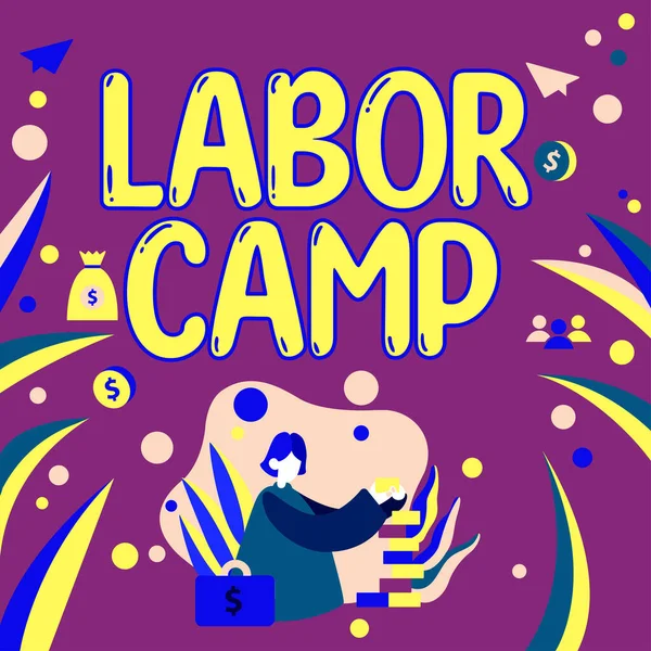 Tekst Bijschrift Presenteren Labor Camp Business Showcase Een Strafkolonie Waar — Stockfoto