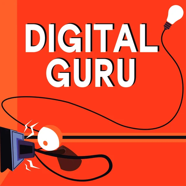 Conceptual Caption Digital Guru Business Overview Teacher Intellectual Guide Matters — Stock Photo, Image