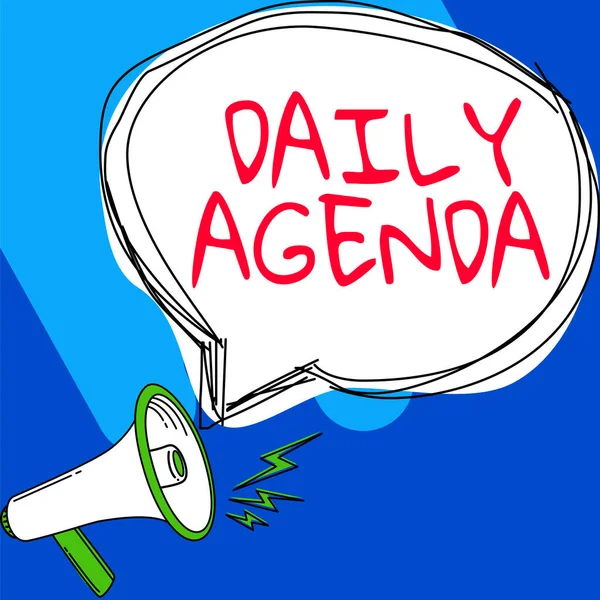 Text Bildtext Som Presenterar Daily Agenda Begreppet Mening Att Göra — Stockfoto
