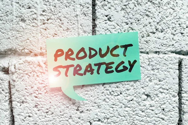 Texto Que Muestra Inspiración Estrategia Producto Concepto Negocio Desarrollo Plan — Foto de Stock