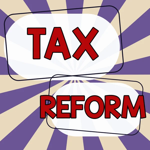 税制改革を提示するテキストキャプション 事業主との税徴収に関する事業概要政府の方針 — ストック写真