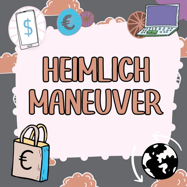 Znak Tekstowy Pokazujący Manewr Heimlicha Słowo Wpisany Przy Zastosowaniu Ciśnienia — Zdjęcie stockowe