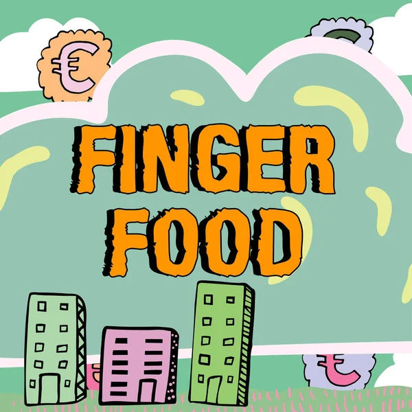 指の食べ物 ビジネスコンセプトの製品や食事のための指で保持することになっている食品を示すインスピレーション — ストック写真