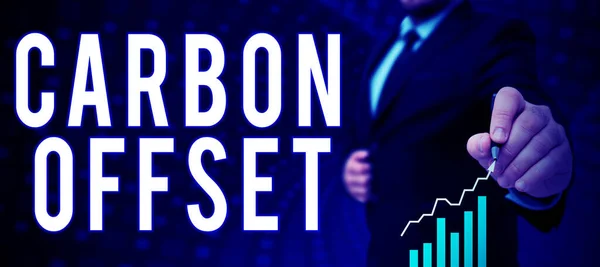 Handstil Carbon Offset Business Approach Minskning Utsläpp Koldioxid Eller Andra — Stockfoto